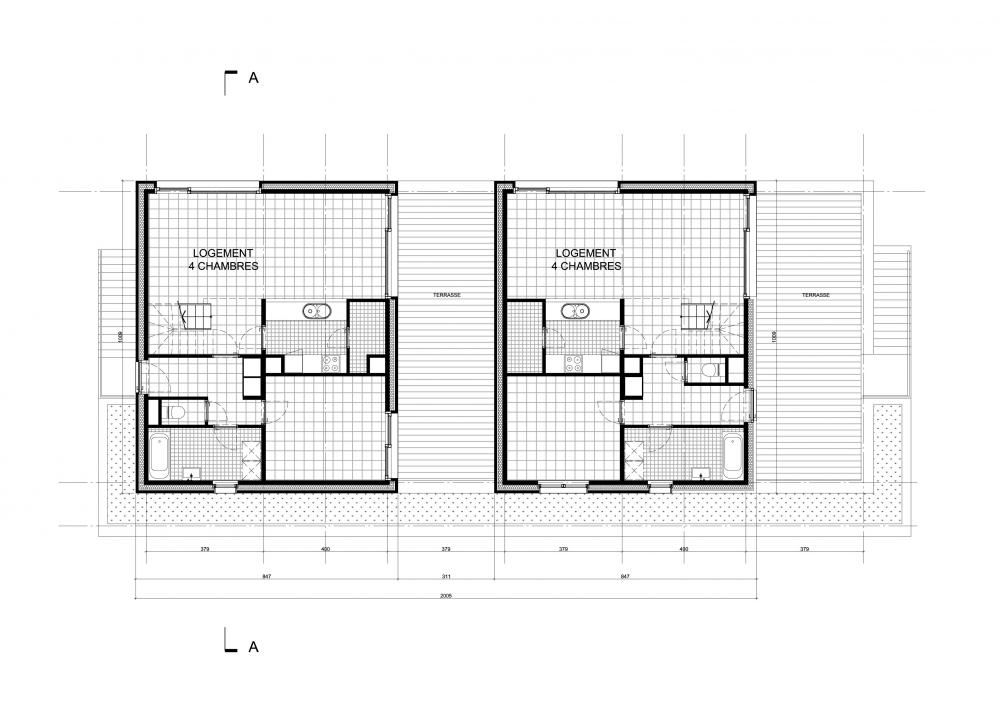 plan du premier étage des logements Bonsecours 