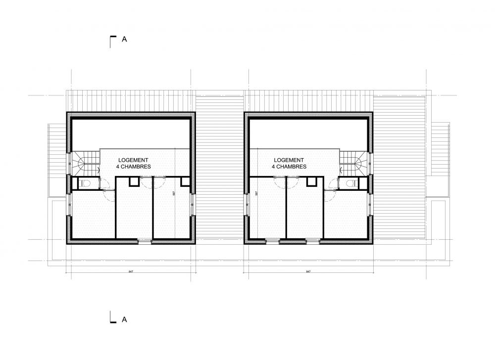 plan du second étage des logements Bonsecours 