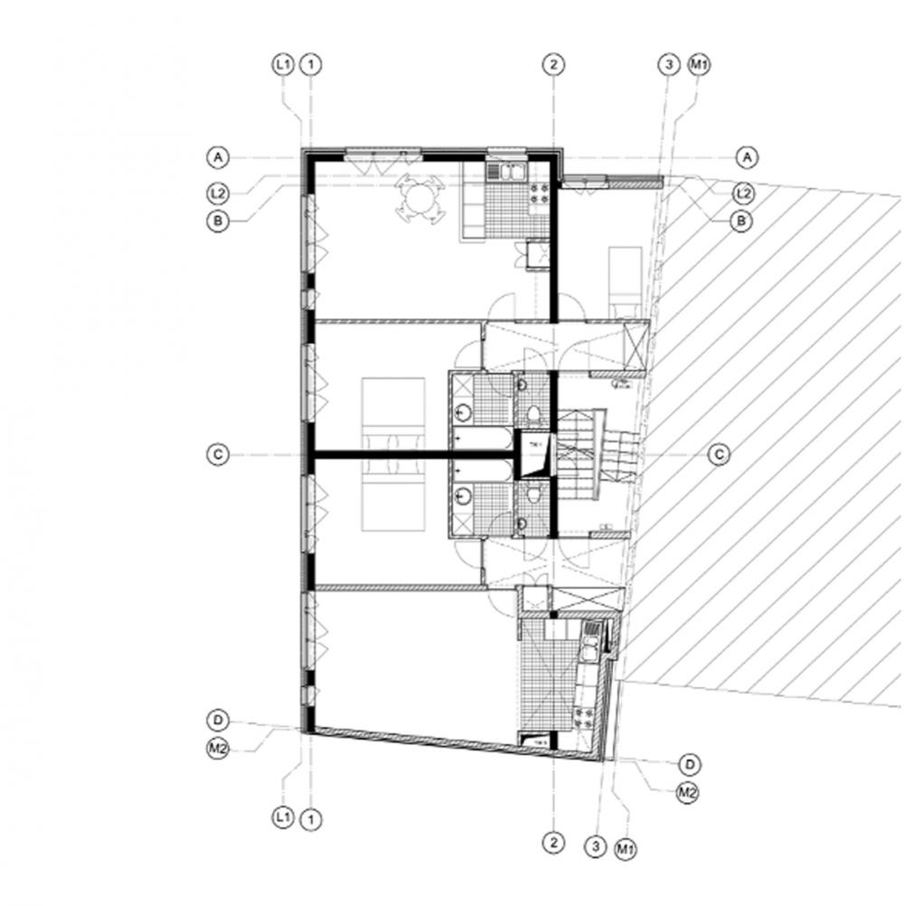 plan du premier étage des logements Jérusalem